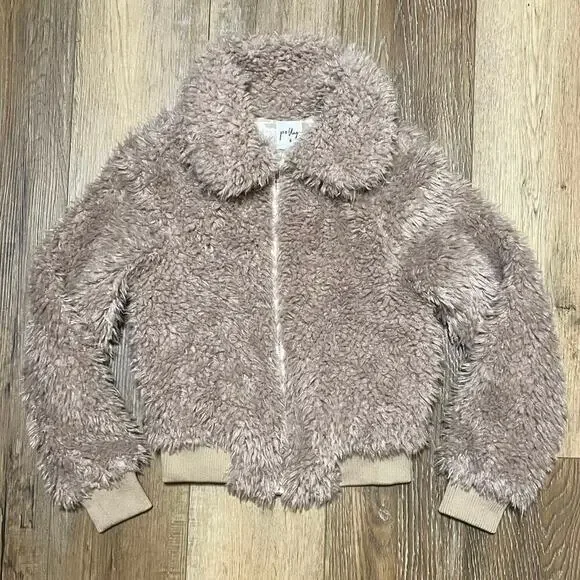 Princess Polly Teddy Cropped Jacket Lined Size 8 Faux Fur Tan Ski Contemporary - Picture 5 of 9